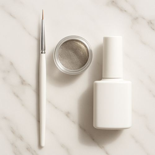 Kit Nail Art Créatif — Liner + Chrome + Gel Blanc